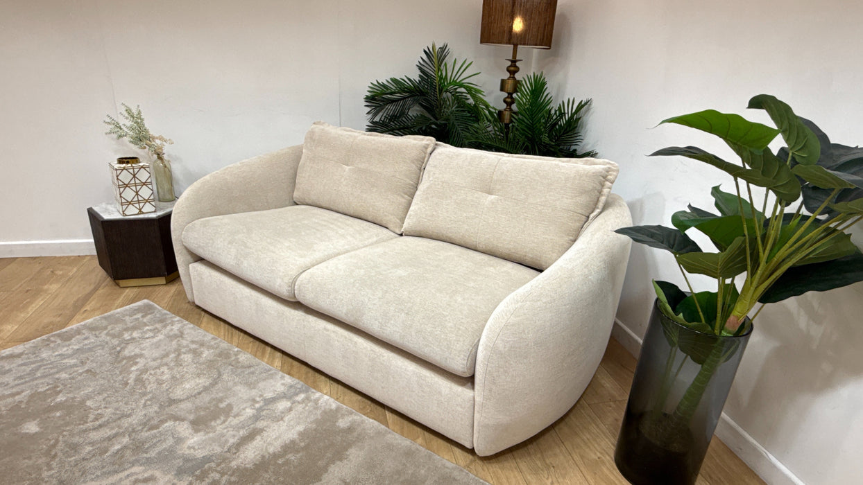 Sofology Portobello Fabric 3 Seater Sprung Seats in Linen Look Chenille Natural Mix