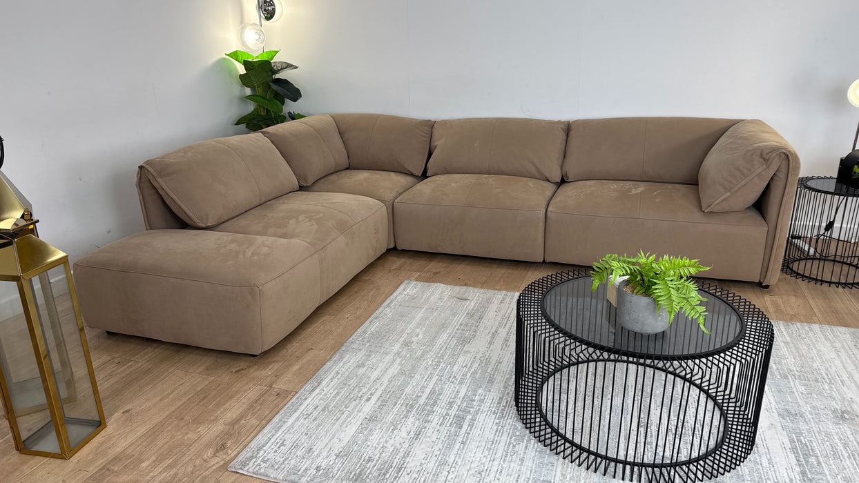 Tessuto 3 Corner 1 Chaise Sofa in Lifestyle Nubuck-Feel Fabric Camel