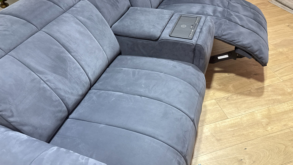 Sofology Paramount Fabric 2.5 Seater Console Power Recliner/Headrest Speakers in Lifestyle Flecked Charcoal