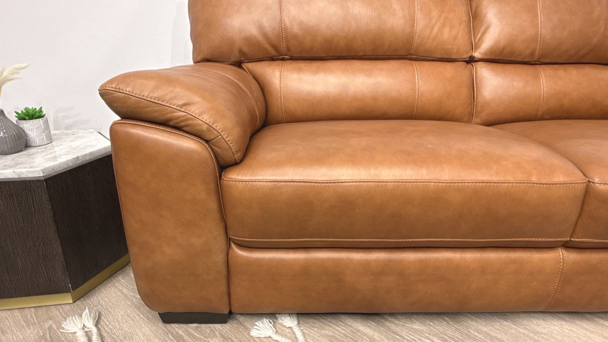 Sofology Santina Leather 3 Seater in Relaxed Soft Tan