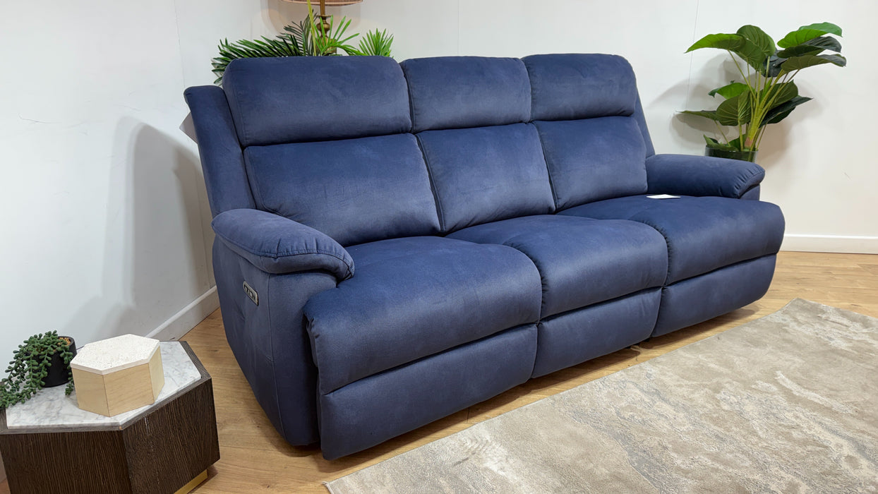 Sofology Gracie Fabric 3 Seater Power Recliner/Headrest in Lifestyle Flecked Navy