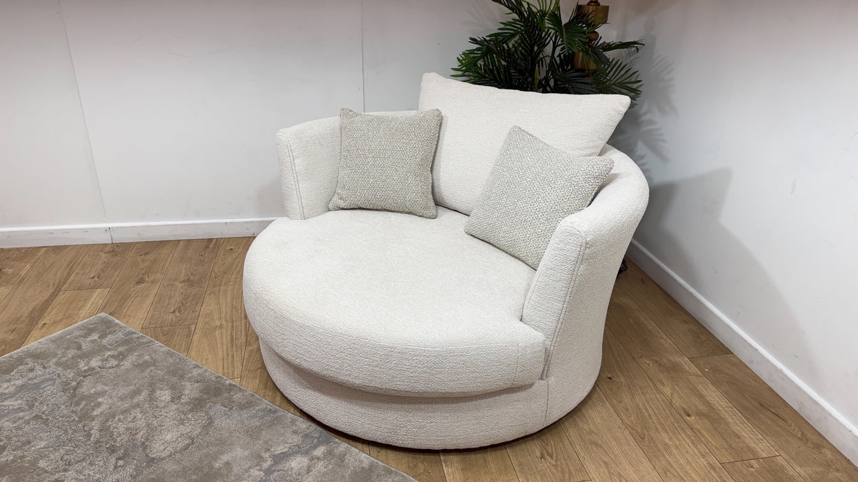 Sofology Westwood Fabric Large Swivel Chair in Soft Boucle Ecru Mix