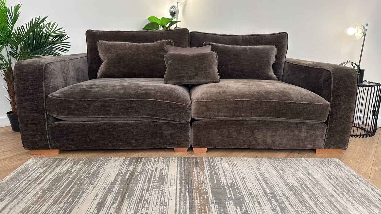 Sofology Cavalli Fabric 3 Seater in Chenille Mushroom