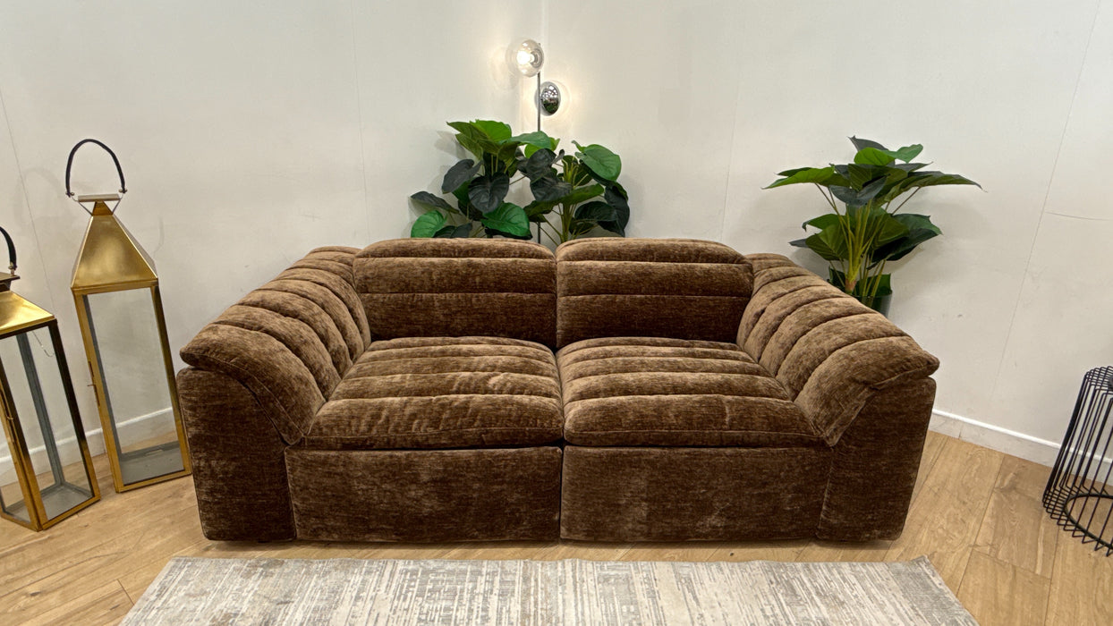 Sofology Olson 2 Seater Power Recliner/Headrest in Fabric in luxury Chenille Bark