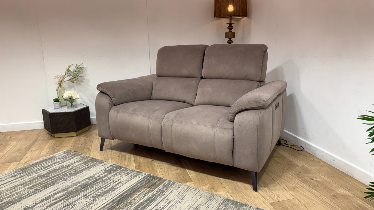 Sofology Bailey Fabric 2 Seater Power Recliner/Headrest in Lifestyle Flecked Nutmeg