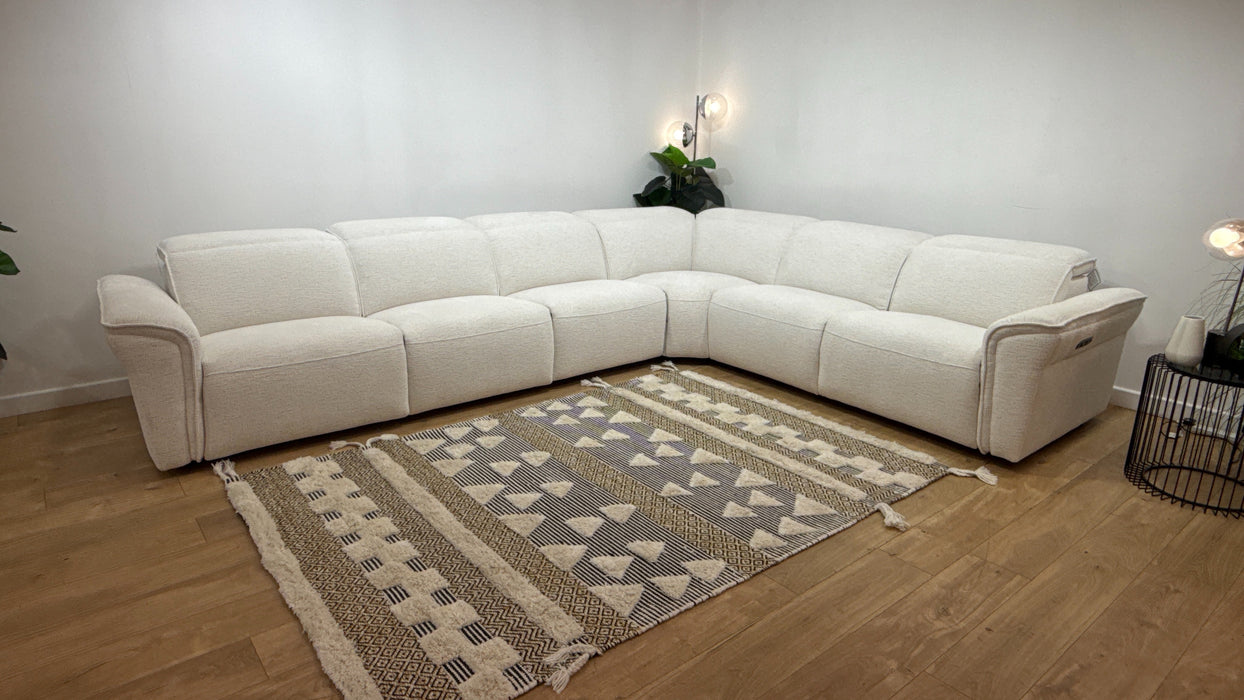 Sofology Fleur 4 Corner 3 Power Recliner  in Cloud Cool Cream