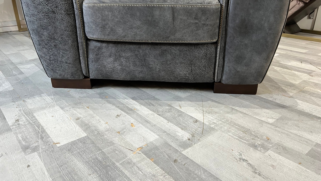 Galleria 1 Seater Leather Chair Contrast Utah Grey — The Sofa