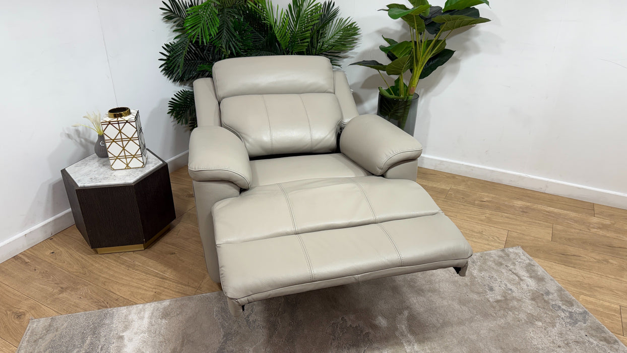 Sofology Gracie Leather Chair Power Recliner/Headrest Massage in Trusty Sheen Lead Grey