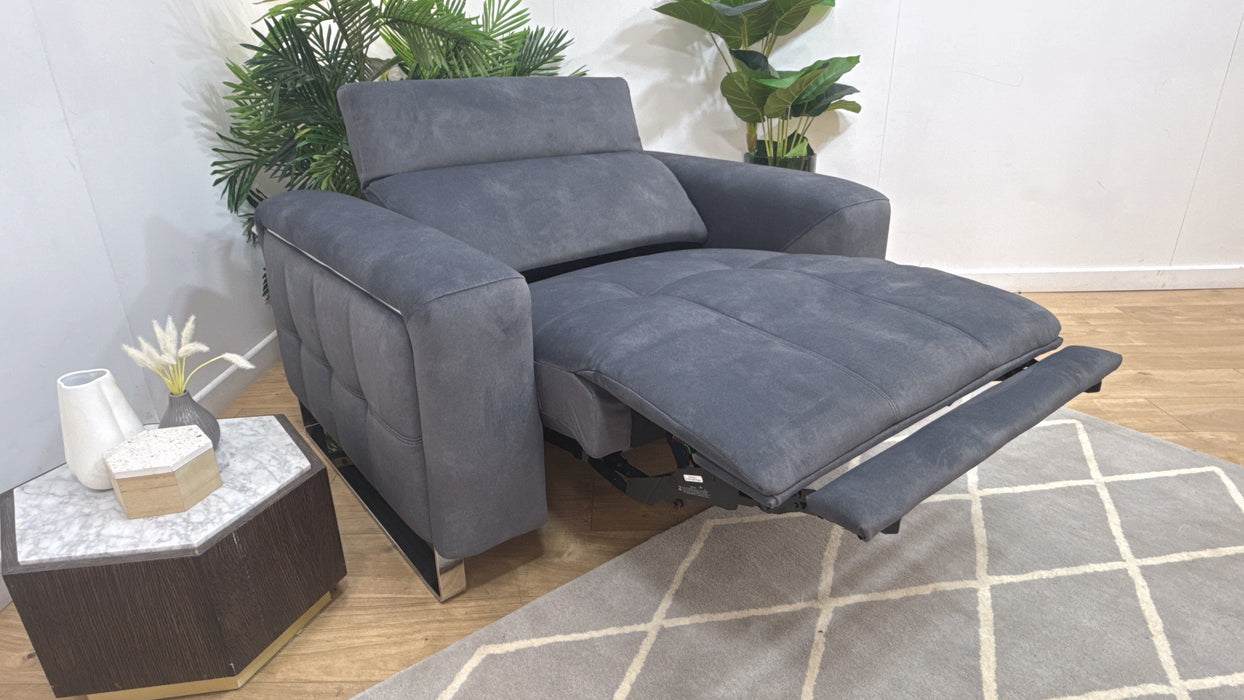 Sofology Marvella Fabric Loveseat Power Recliner/Headrest in Lifestyle Flecked Charcoal