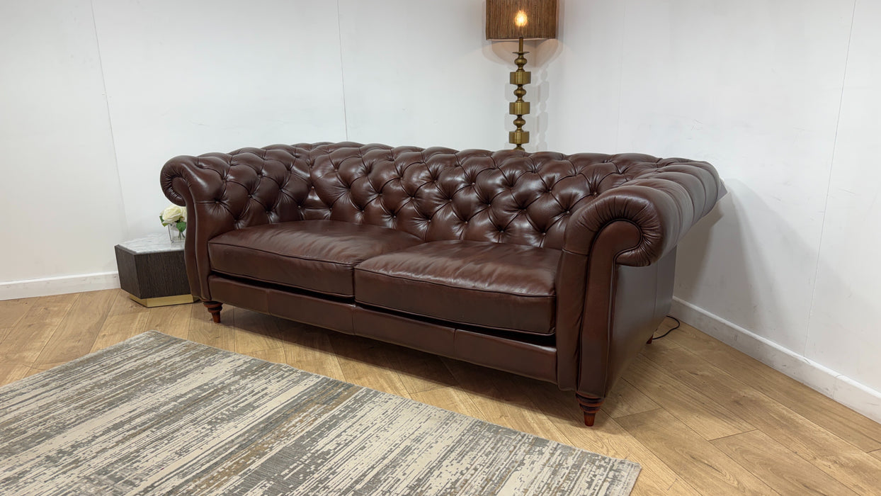 Sofology Darcy Leather 3 Seater without Studs in Trusty Supersoft Sheen Chestnut