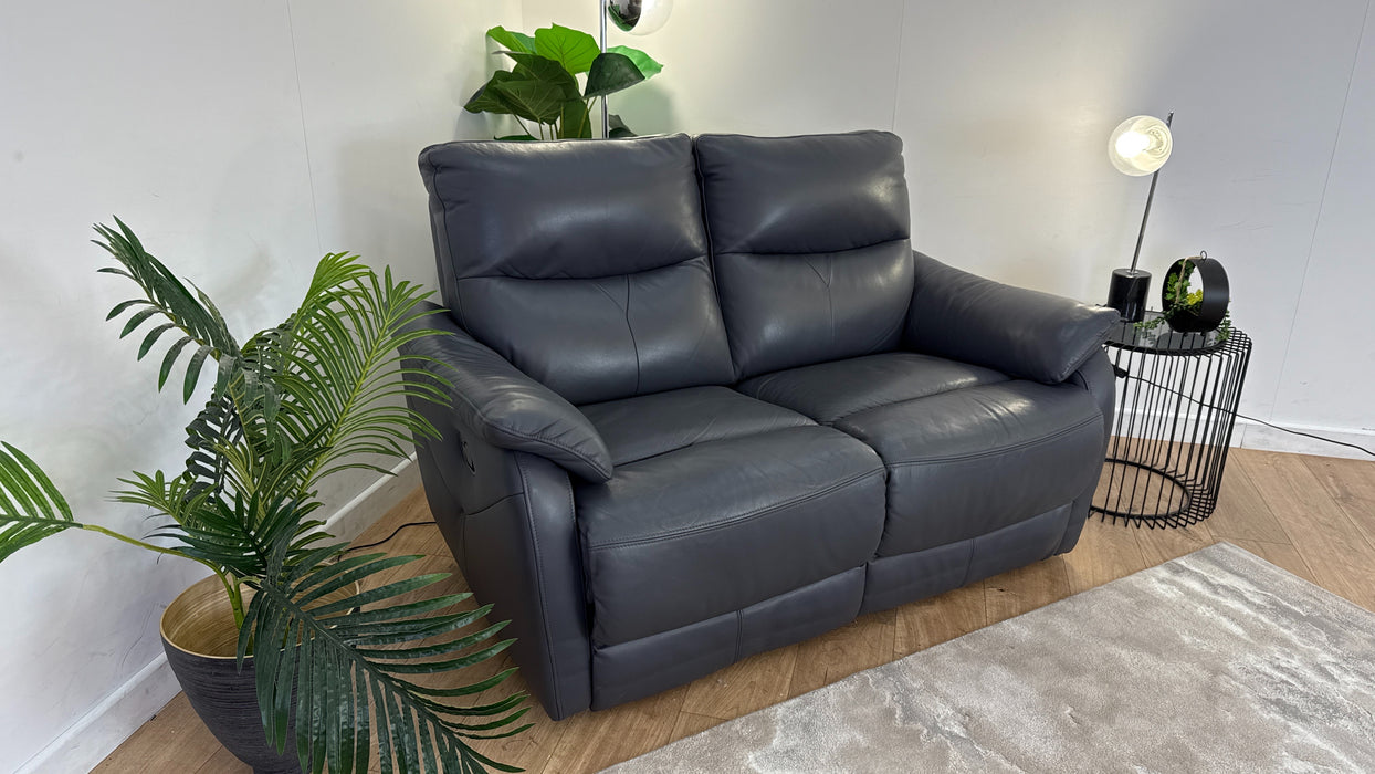 Sofology Albion Leather 2 Seater Manual Recliner in Lavender Grey