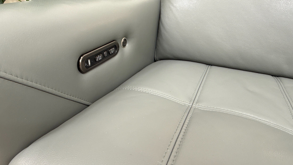 Sofology Marvella Leather 3 Seater Power Recliner/Headrest Heated Seats in Trusty Sheen Granite Teal