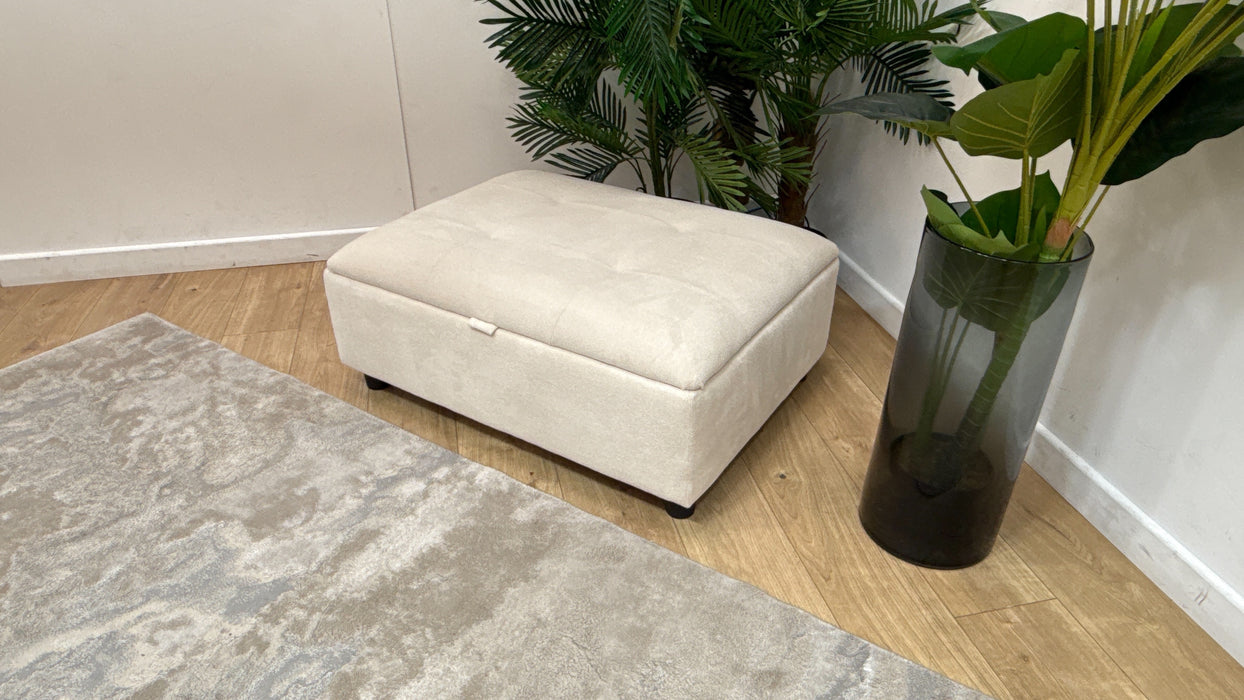 Sofology Ascot Fabric Storage Footstool in Texture Chenille Natural