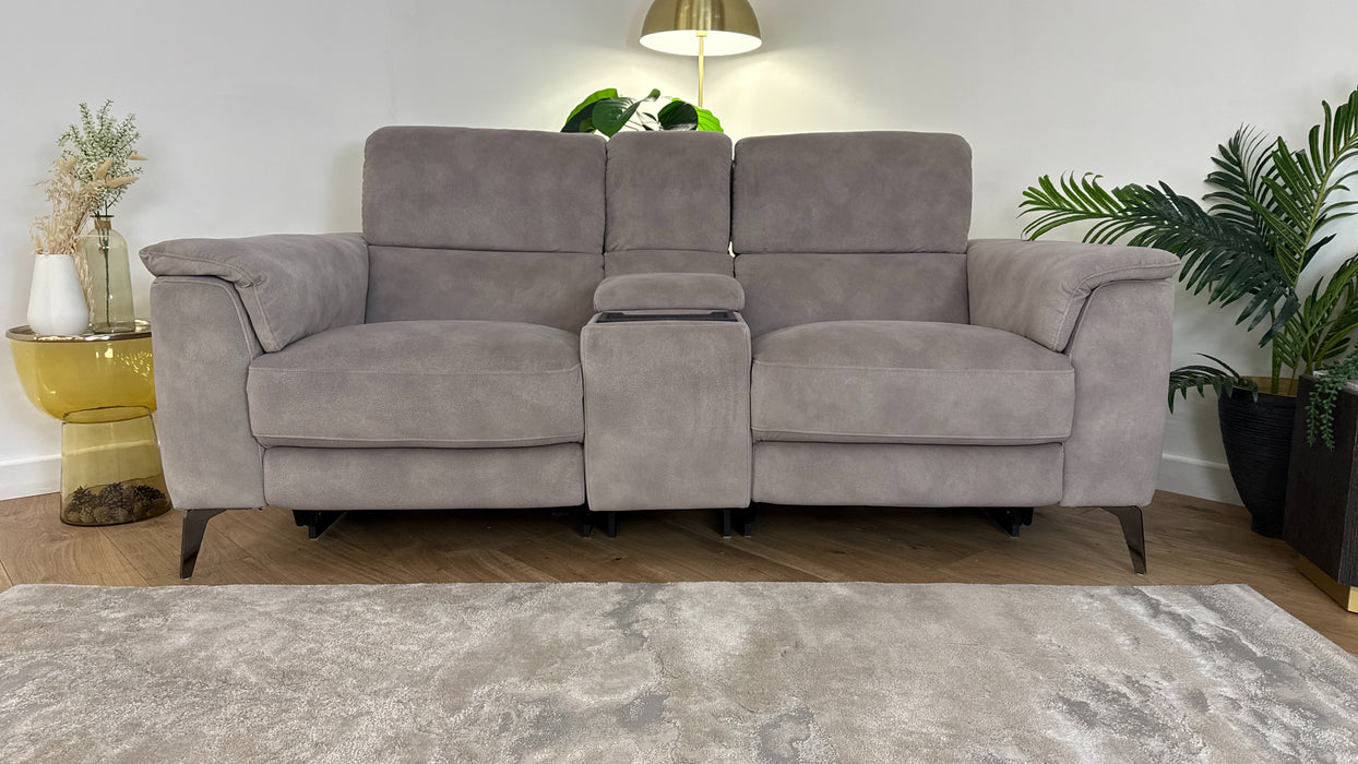 Sofology Illinois Fabric 2 Seater Console Power Recliner/Headrest in Lifestyle Mottled Marble