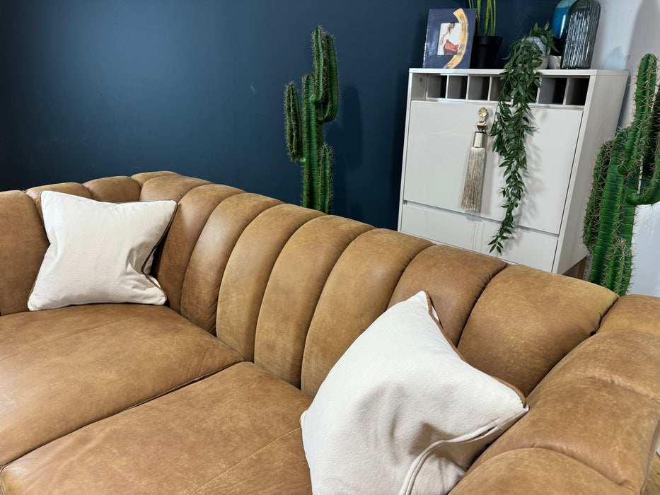 Downtown Leather 2 Seater - Character Leather Tan