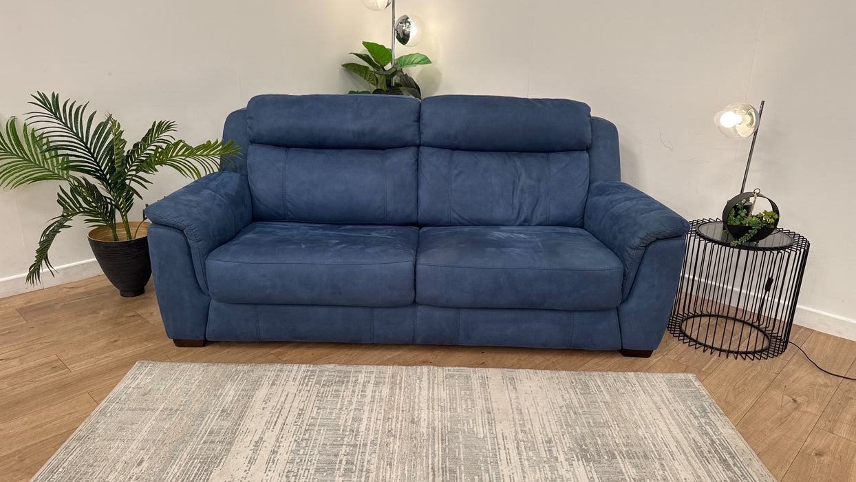 DFS Ronan 3 Seater Fabric Sofabed in Blue Microfibre