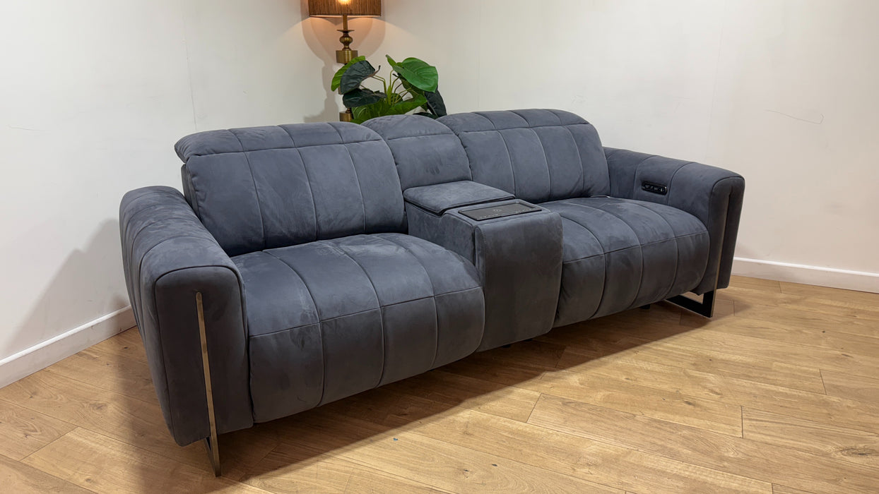 Sofology Paramount Fabric 2.5 Seater Console Power Recliner/Headrest Speakers in Lifestyle Flecked Charcoal