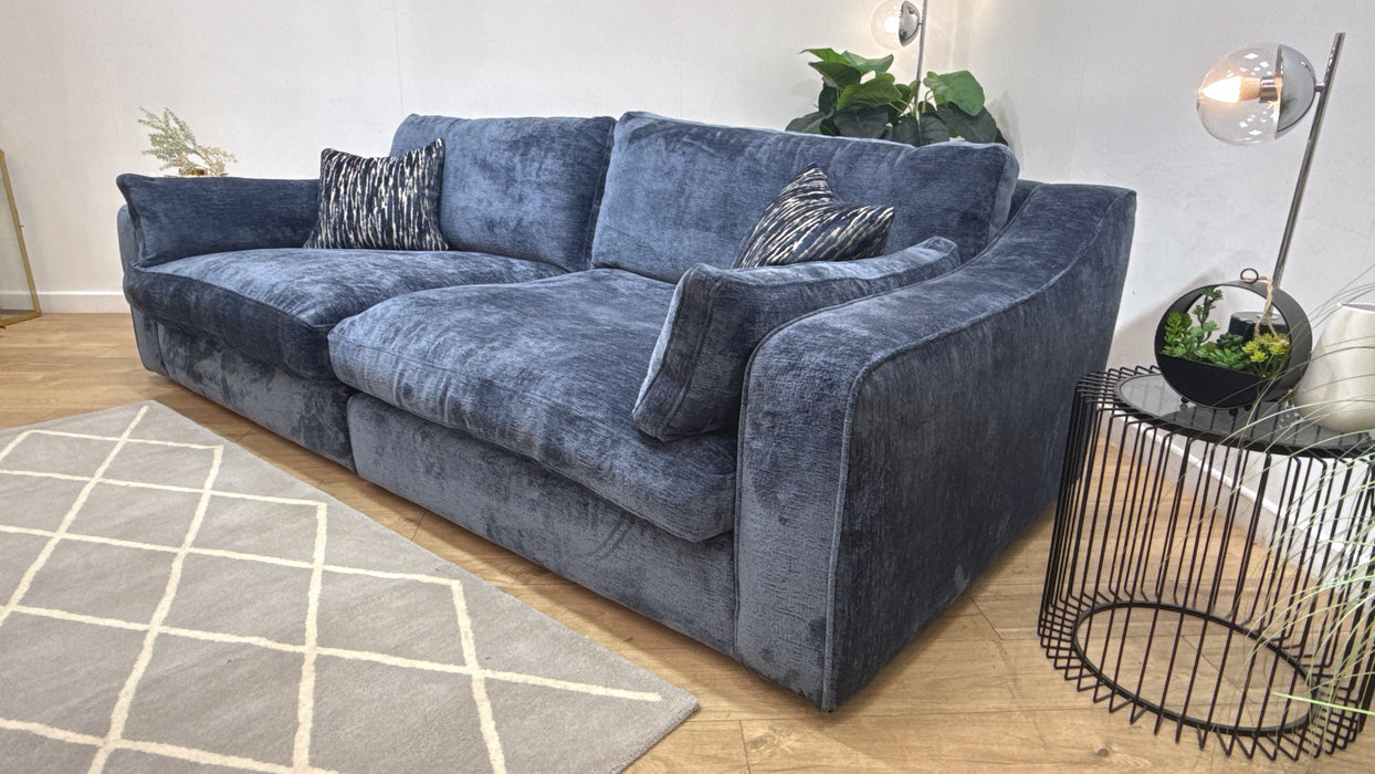 Sofology Bellagio Fabric 4 Seater Split Reversible Feather Flex Interior in Chunky Luxe Chenille Navy Mix