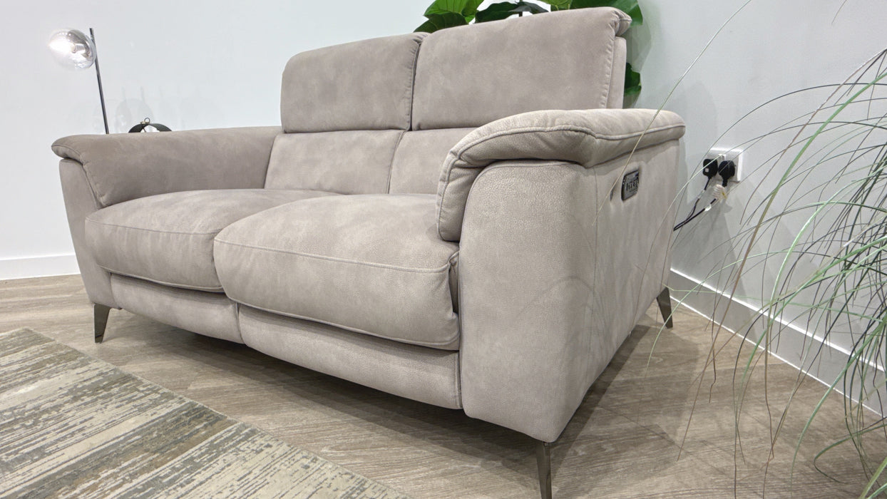 Sofology Illinois Fabric 2 Seater Power Recliner/Headrest Heated Seats in Lifestyle Mottled Marble