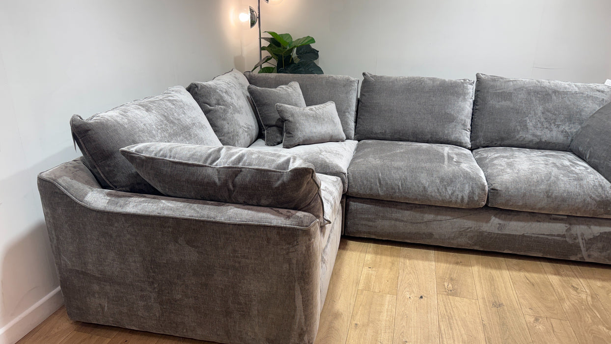 Sofology Georgio Fabric 1 Corner 3 Feather Flex Seats in Luxe Chenille Pewter