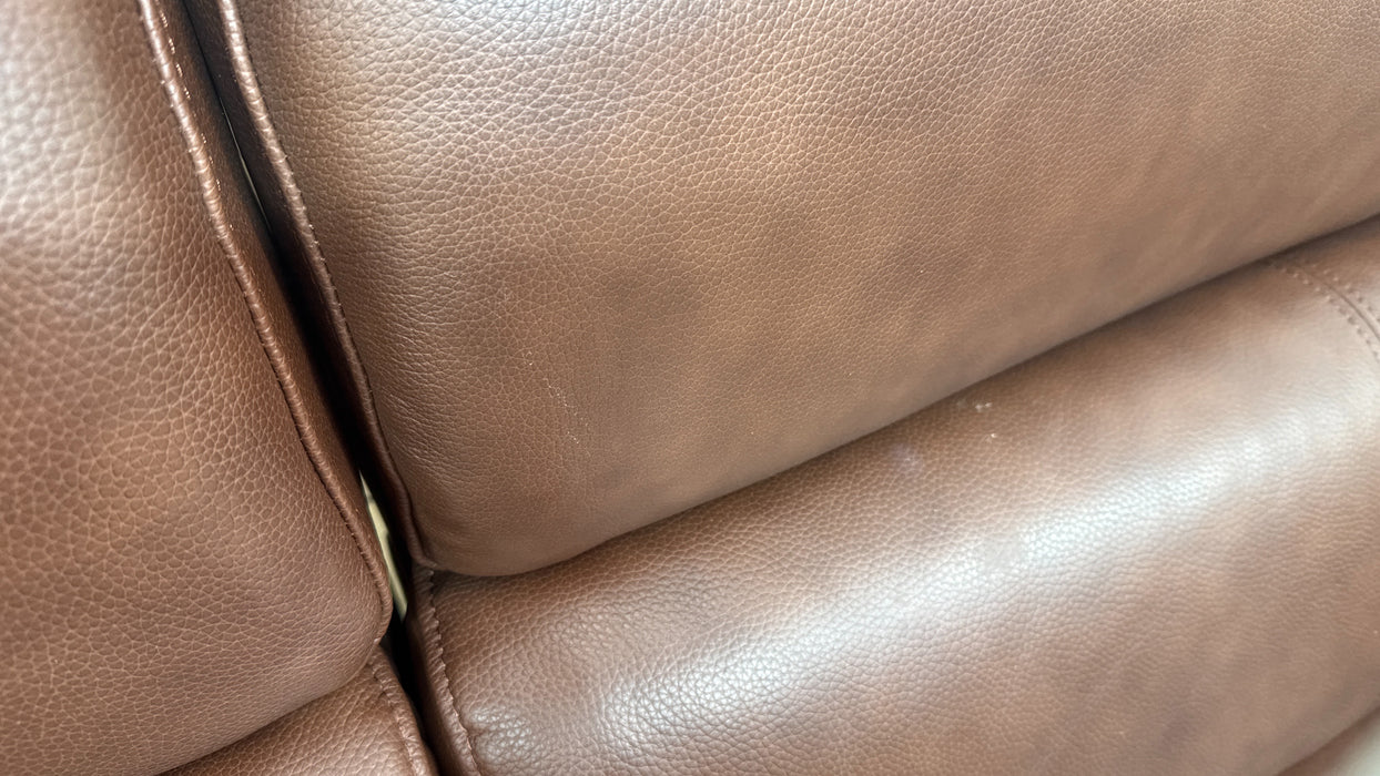 Sofology Fratelli Leather 2.5 Seater Power Recliner/Headrest in Trusty Embossed Chestnut