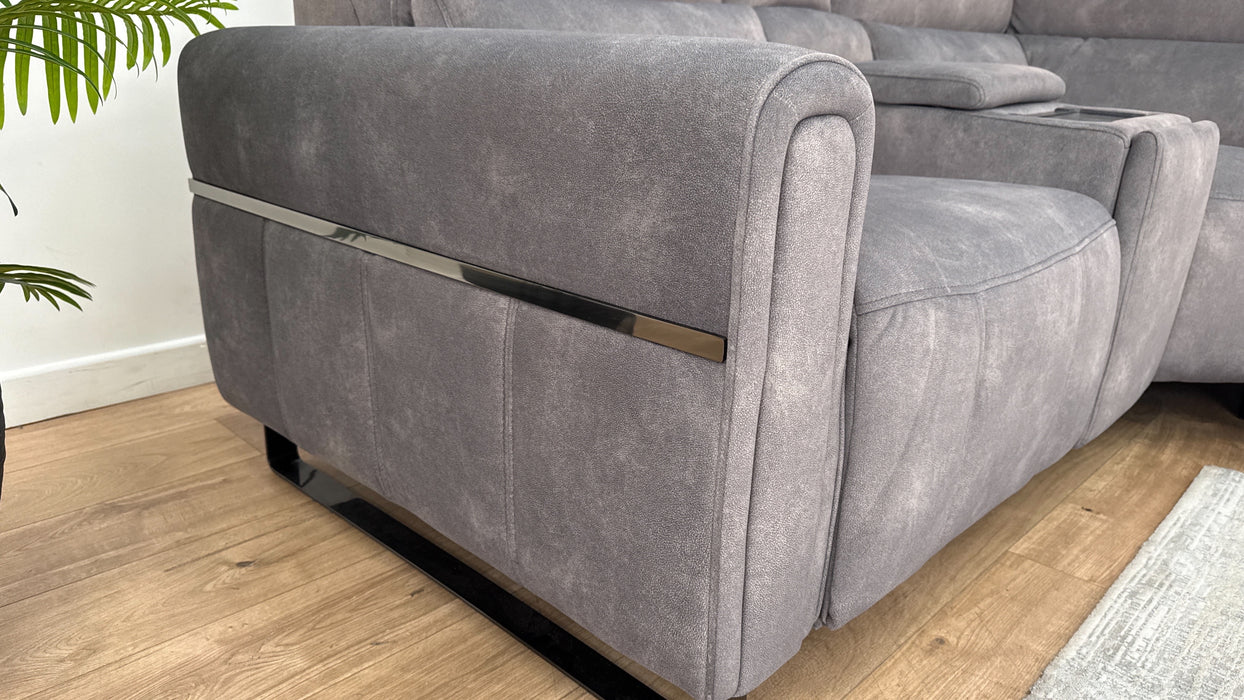 Sofology The Ravello Fabric 1 Corner 2 Console Power Recliner/Headrest in Lifestyle Flecked Mocha