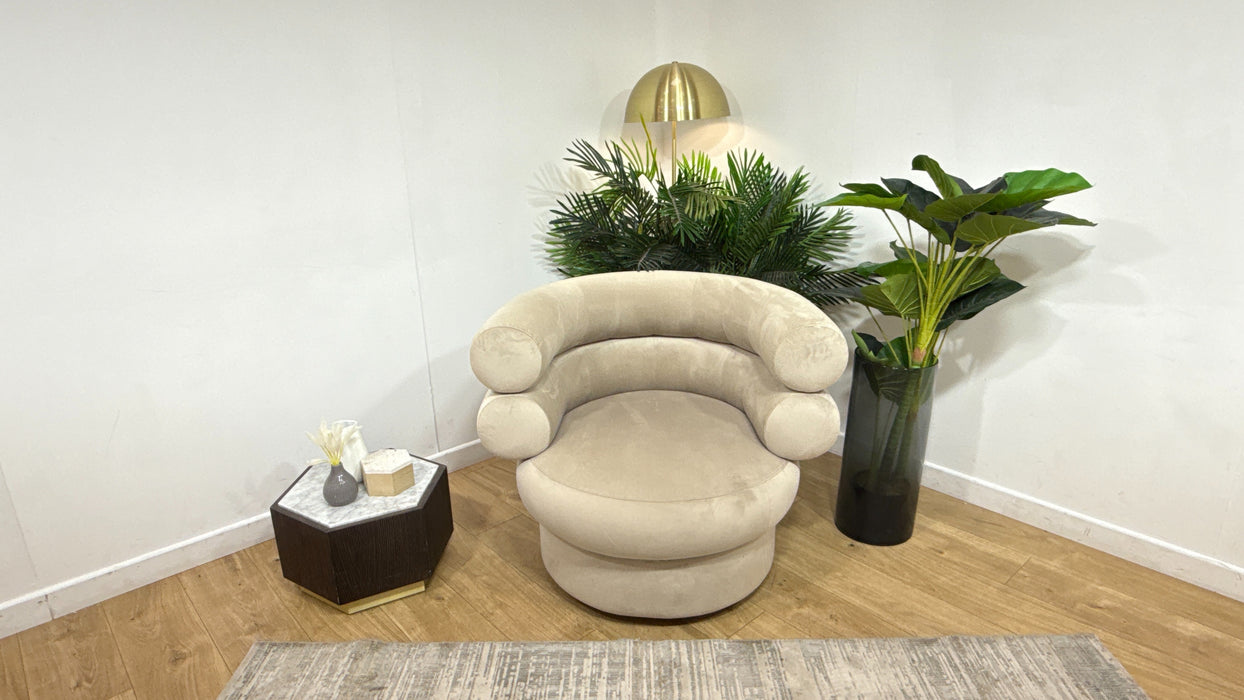 Sofology The Fitzrovia Fabric Accent Swivel Chair in Matt Velvet Stone Without Trim