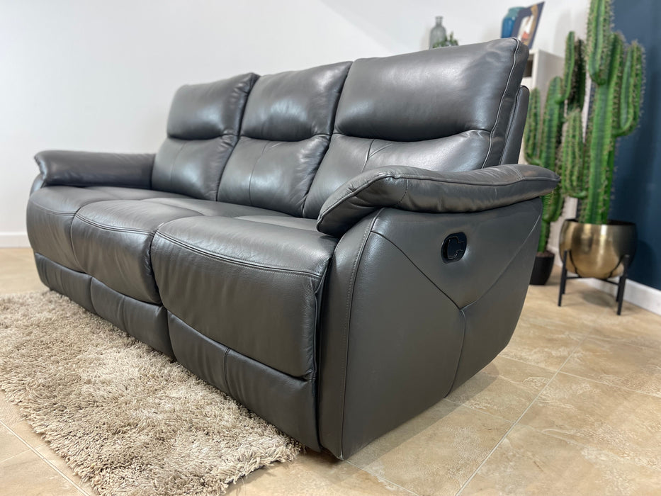 Albion Leather 3 Seater Charcoal - Manual Recliner (WA2)