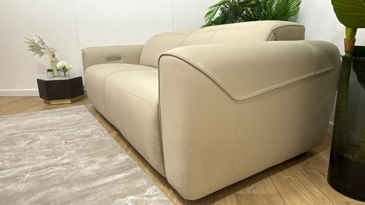 Sofology Riviera Leather 2.5 Seater Power Recliner/Headrest in Trusty Super Matt Stone