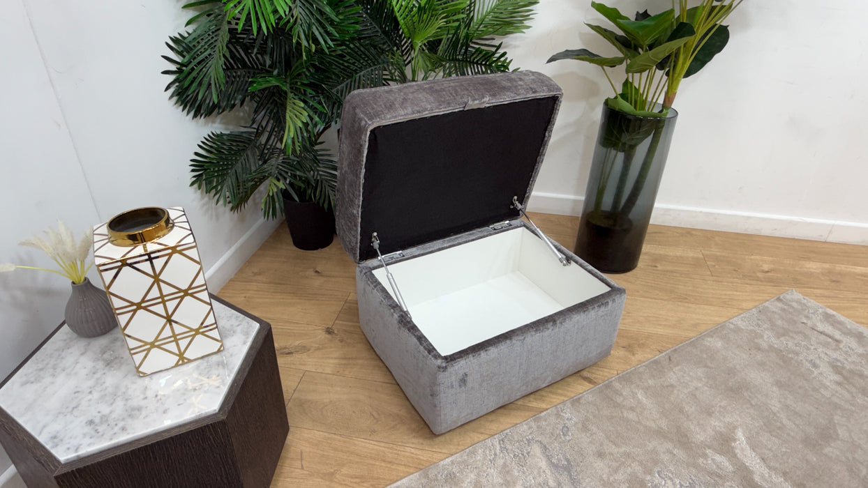 Sofology Georgio Fabric Storage Footstool Feather Flex Interior in Luxe Chenille Grey
