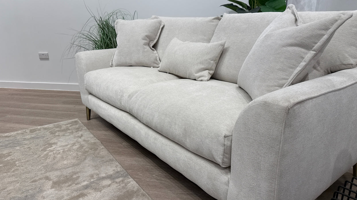 Sofology Mayfair Fabric 3 Seater Feather Flex Seats in Linen Look Chenille Mist