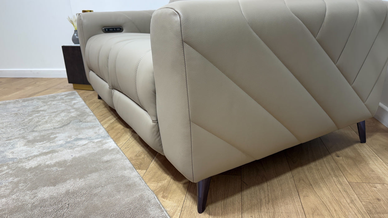 Sofology Allure Leather 2 Seater Power Recliner/Headrest in Trusty Embossed Stone