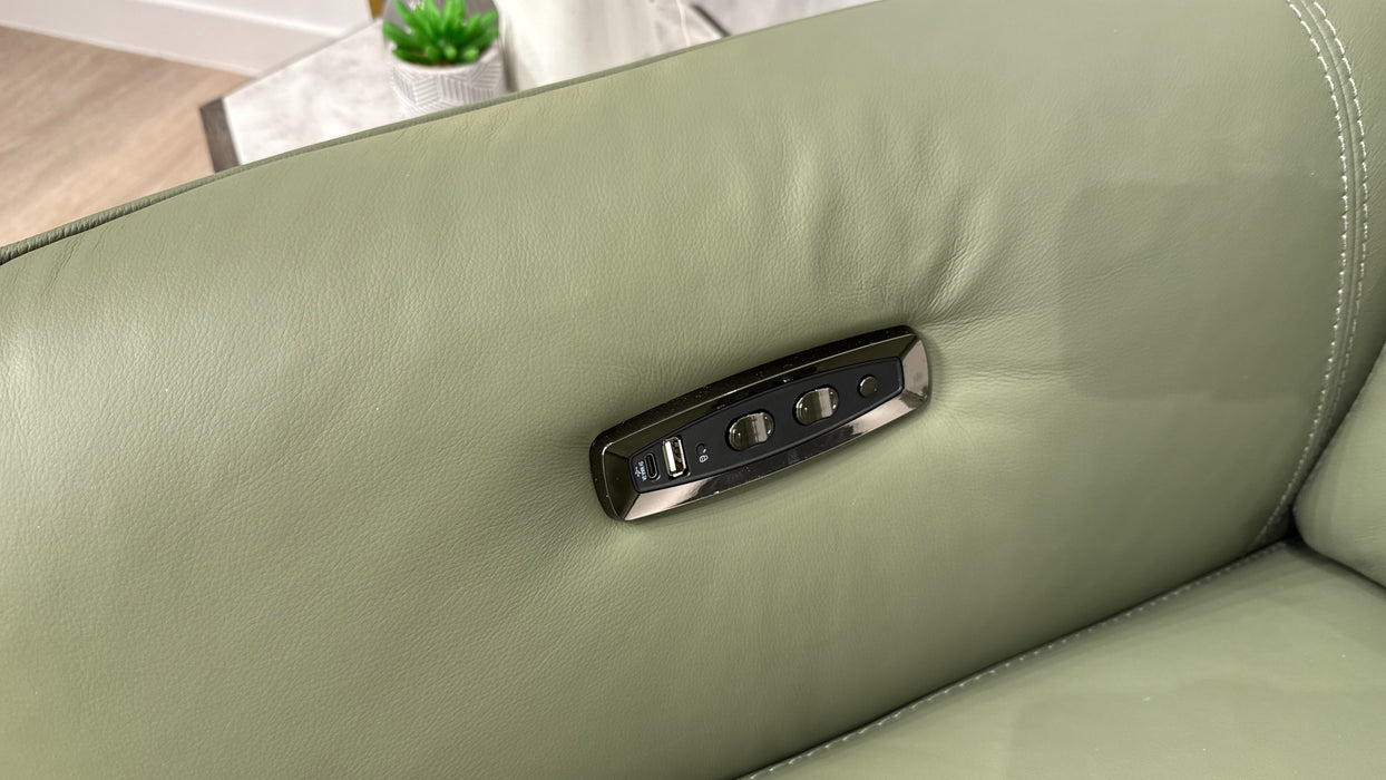 Sofology Elara 3 Seater Power Recliner With Power Headrest In Sage Green