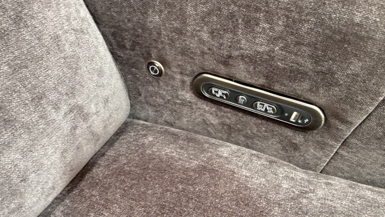 Sofology Lumiere Fabric 1.5 Console Corner 3 Power Recliner/Headrest in Relaxed Chenille Raisin