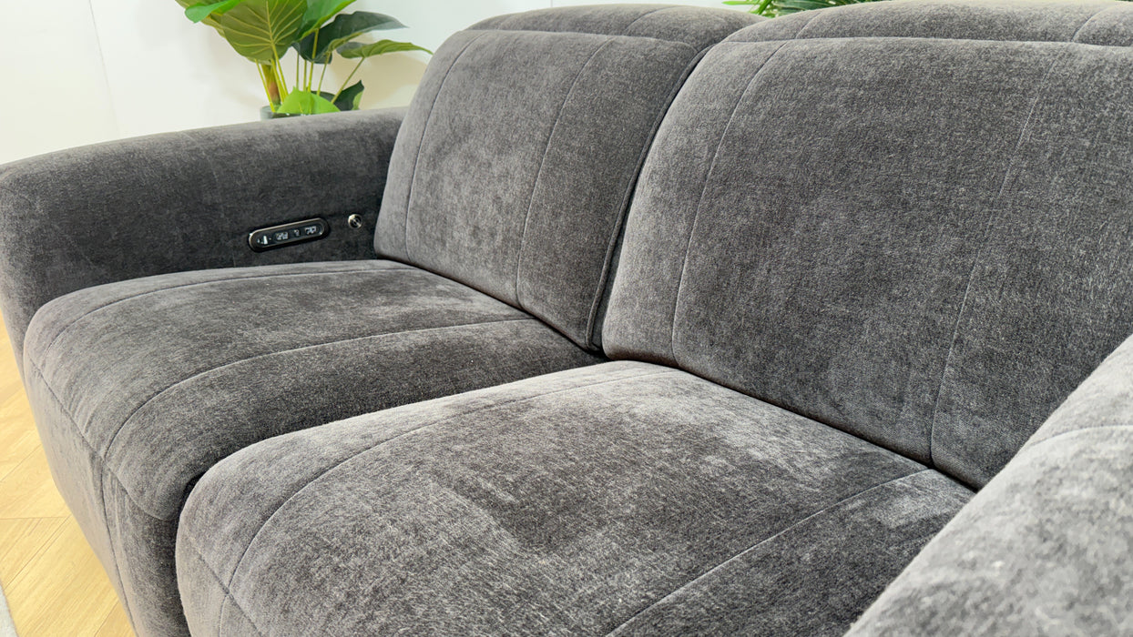 Sofology Lumiere Fabric 2 Seater Power Recliner/Headrest in Relaxed Chenille Raisin