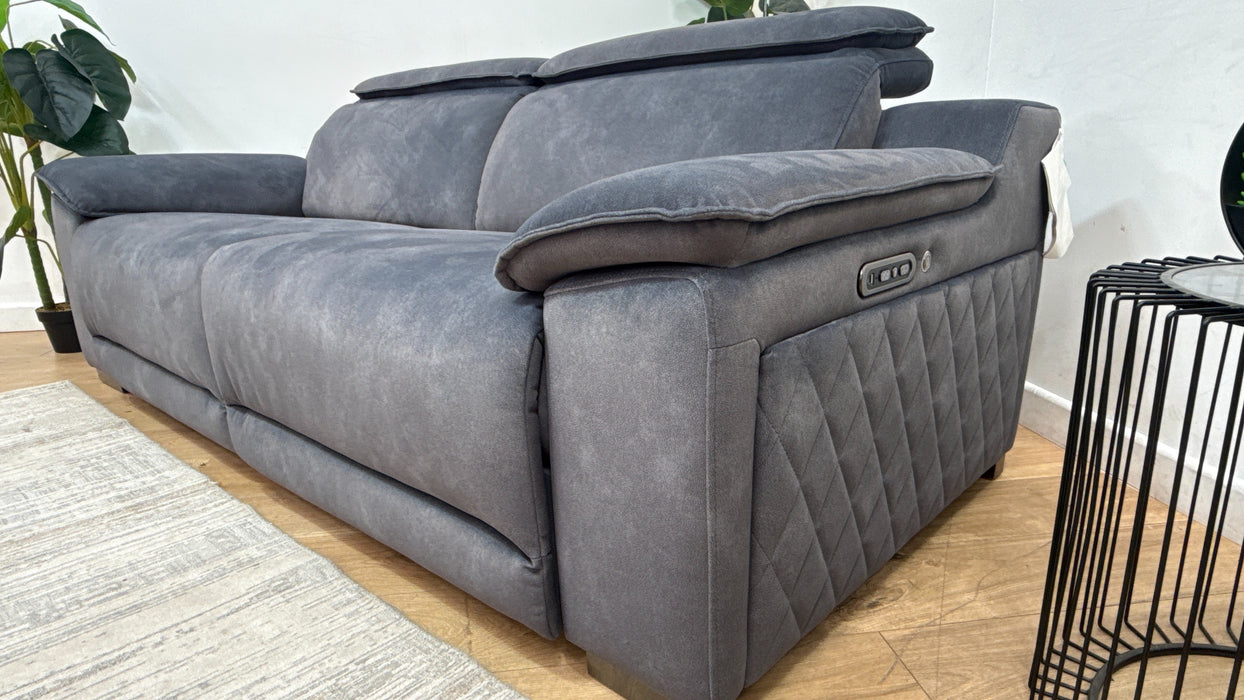 Sofology Benz Fabric 3 Seater Power Recliner/Headrest Heated Seats in Lifestyle Flecked Charcoal