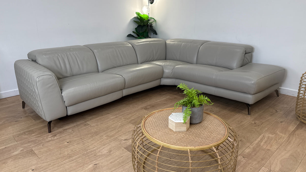 Sofology The Tolouse Leather Corner in Trusy Sheen Cloud Grey