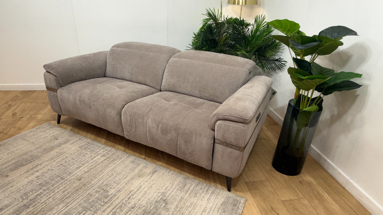 Sofology Milan Fabric 2.5 Seater Power Recliner/Headrest with Trim in Relaxed Chenille Nutmeg