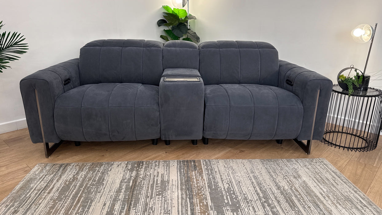 Sofology The Paramount Fabric 2.5 Seater Console Power Recliner/Headrests Speakers in Lifestyle Nubuck Feel Charcoal