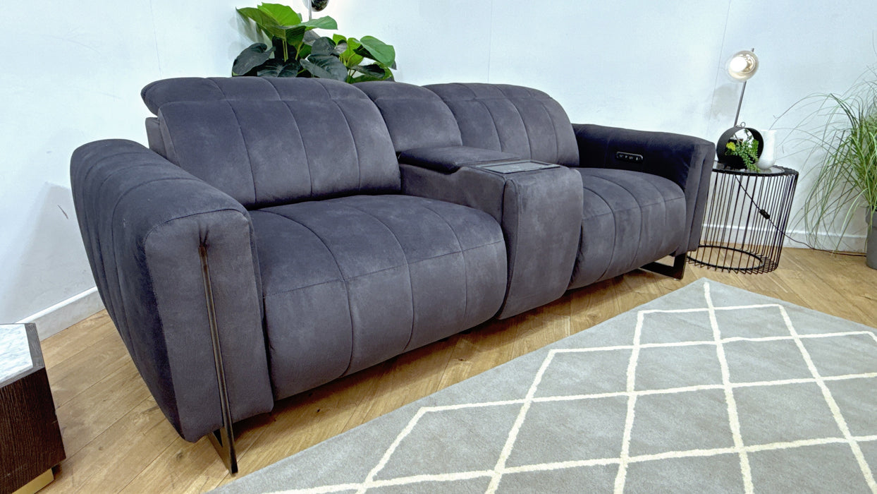 Sofology Paramount Fabric 2.5 Seater Console Power Recliner/Headrest Speakers in Lifestyle Flecked Anthracite
