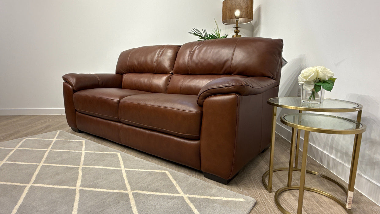Sofology Santina Leather 3 Seater in Relaxed Soft Brown
