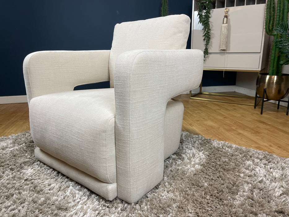 Retreat Swivel Accent Chair - Chenille Ivory Fabric (WA2)