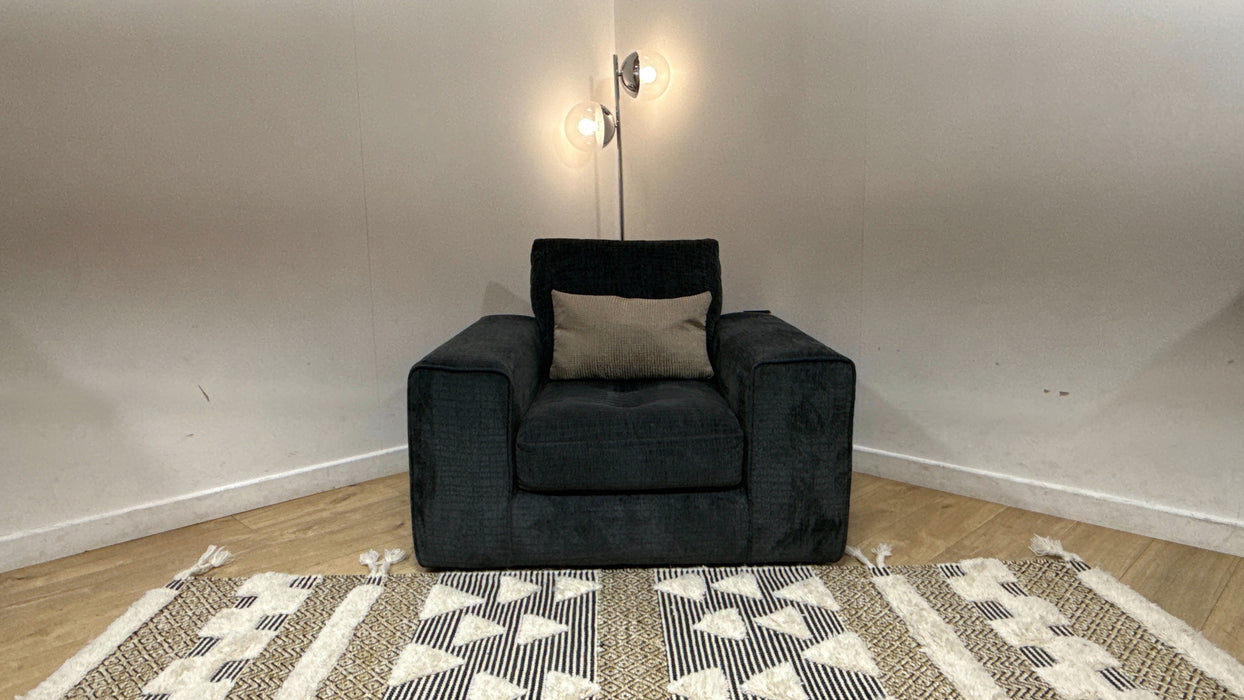Sofology Ascot Fabric Chair in Texture Chenille Denim Mix