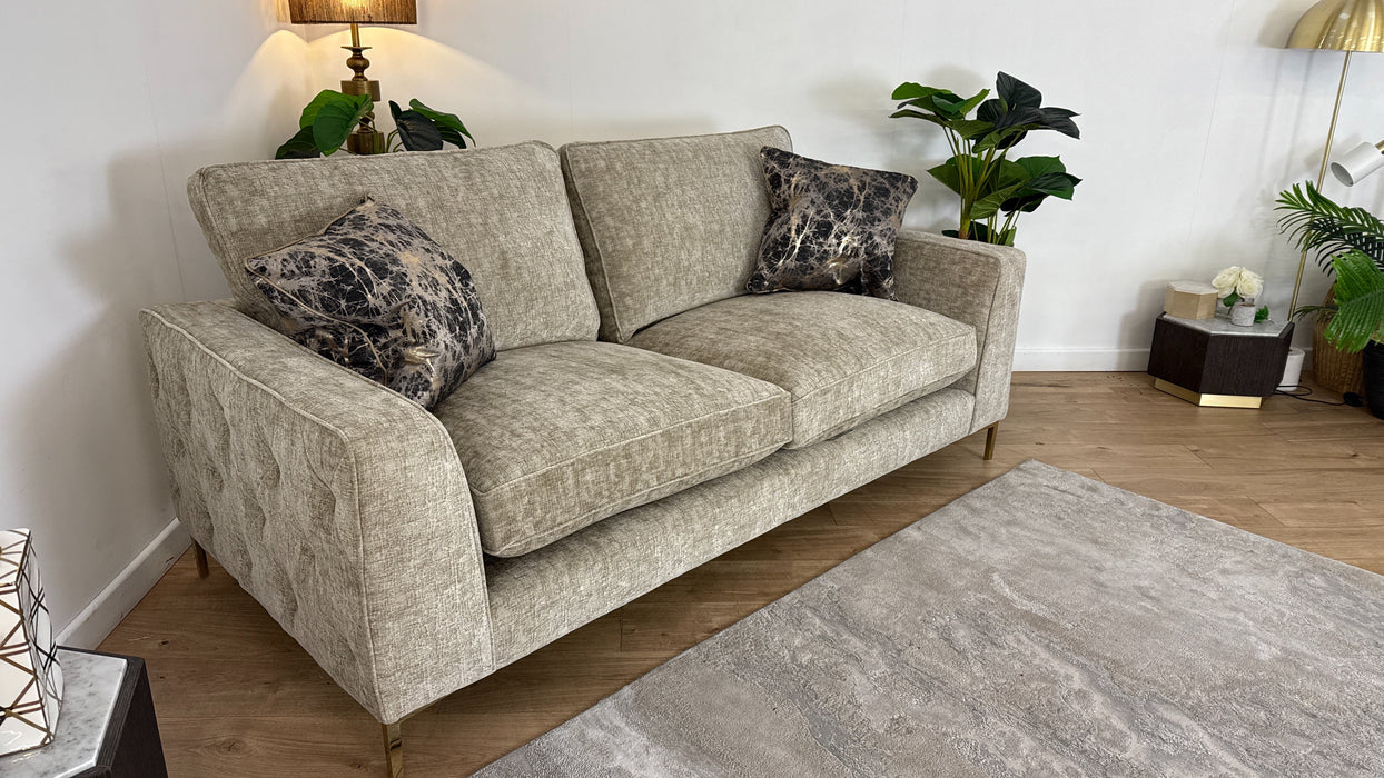 Sofology Rococo Fabric 3 Seater Full Back Foam Seats in Rococo Chunky Chenille Gold Mix