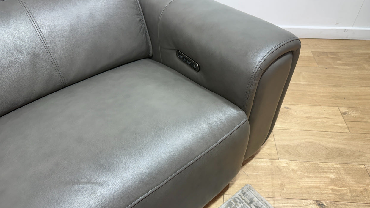 Sofology Premiere Leather 2.5 Seater Smart Console Power Recliner/Headrest in Trusty Embossed Grey