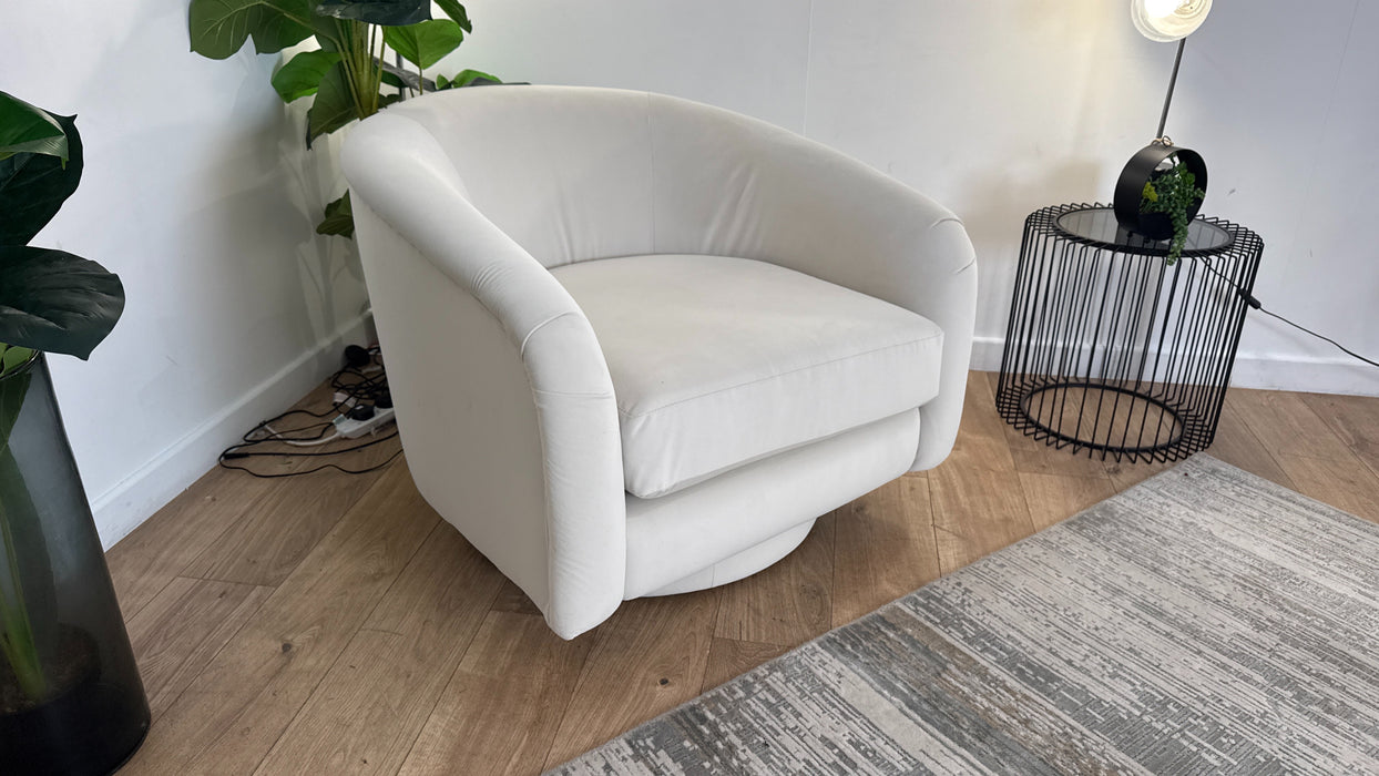 Sofology The Oscar Fabric Swivel Chair in Super Matt Velvet Ecru Mix