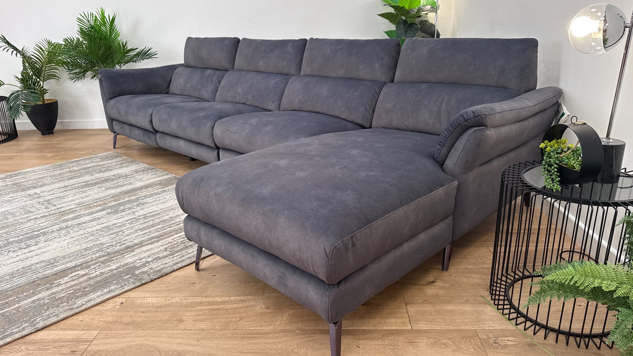 Sofology The Missouri 4 Seater Chaise Recliner Sofa in Lifestyle Flecked Fabric Charcoal
