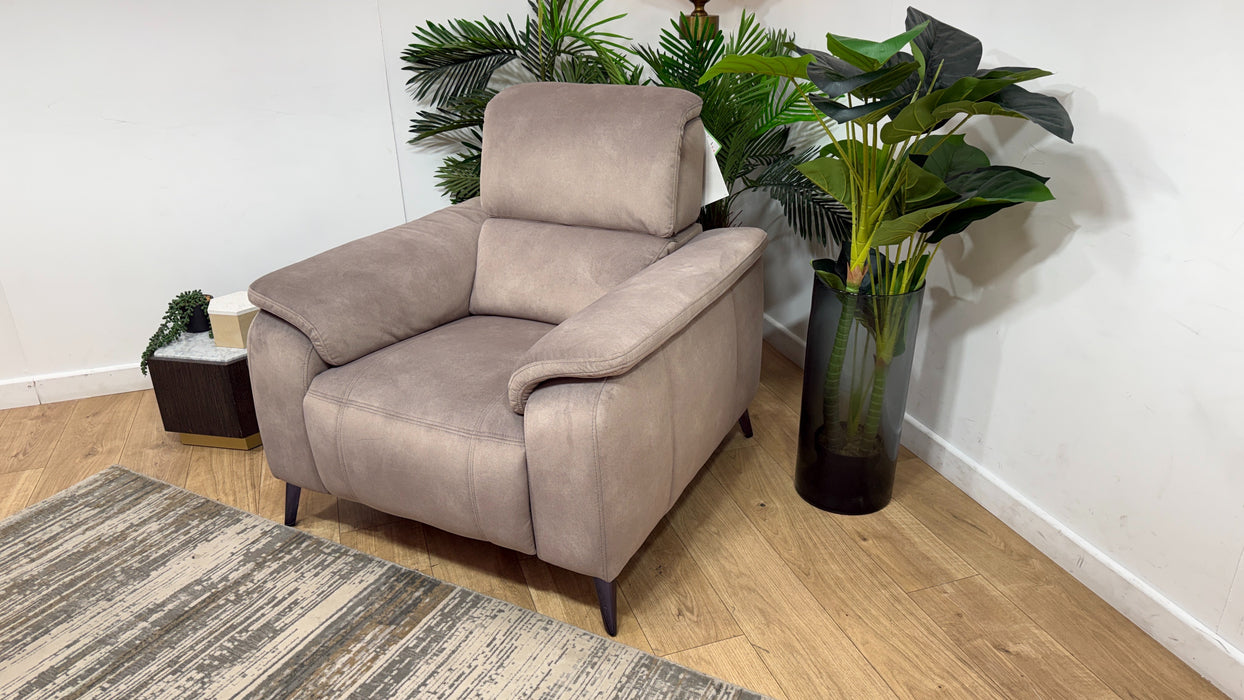 Sofology Bailey Fabric Chair Power Recliner in Lifestyle Flecked Nutmeg