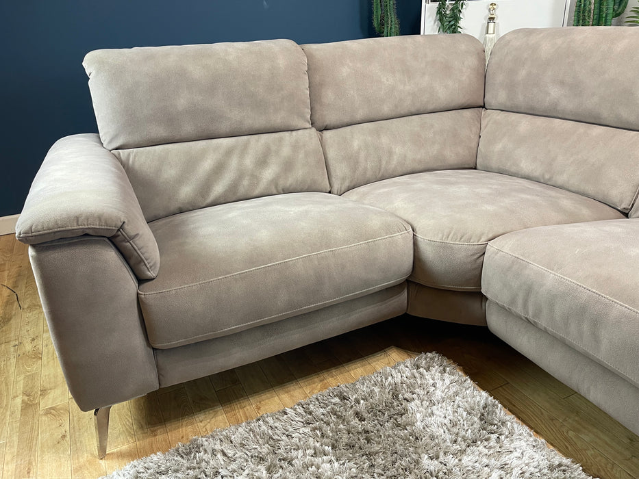 Illinois Fabric 1 Seater Corner 2 Seater - Lifestyle Mottled Latte - Power Recliner (WA2)