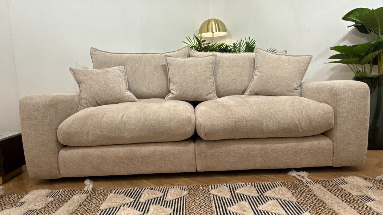 Sofology Haven Fabric 3 Seater Split Full Back Fibre/Foam Seats in Cosy Chenille Pebble